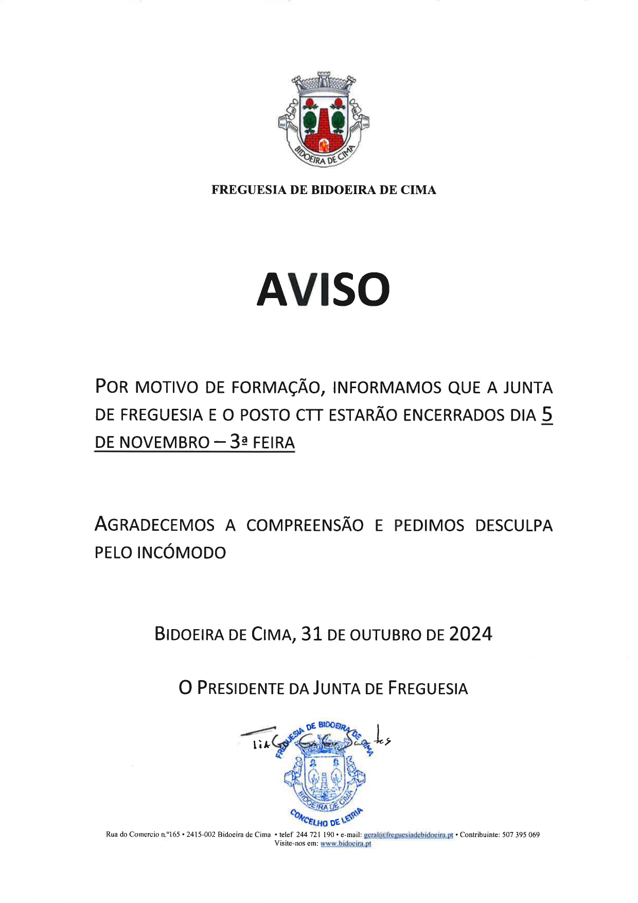 Imagem Encerramento da Junta de freguesia e posto CTT