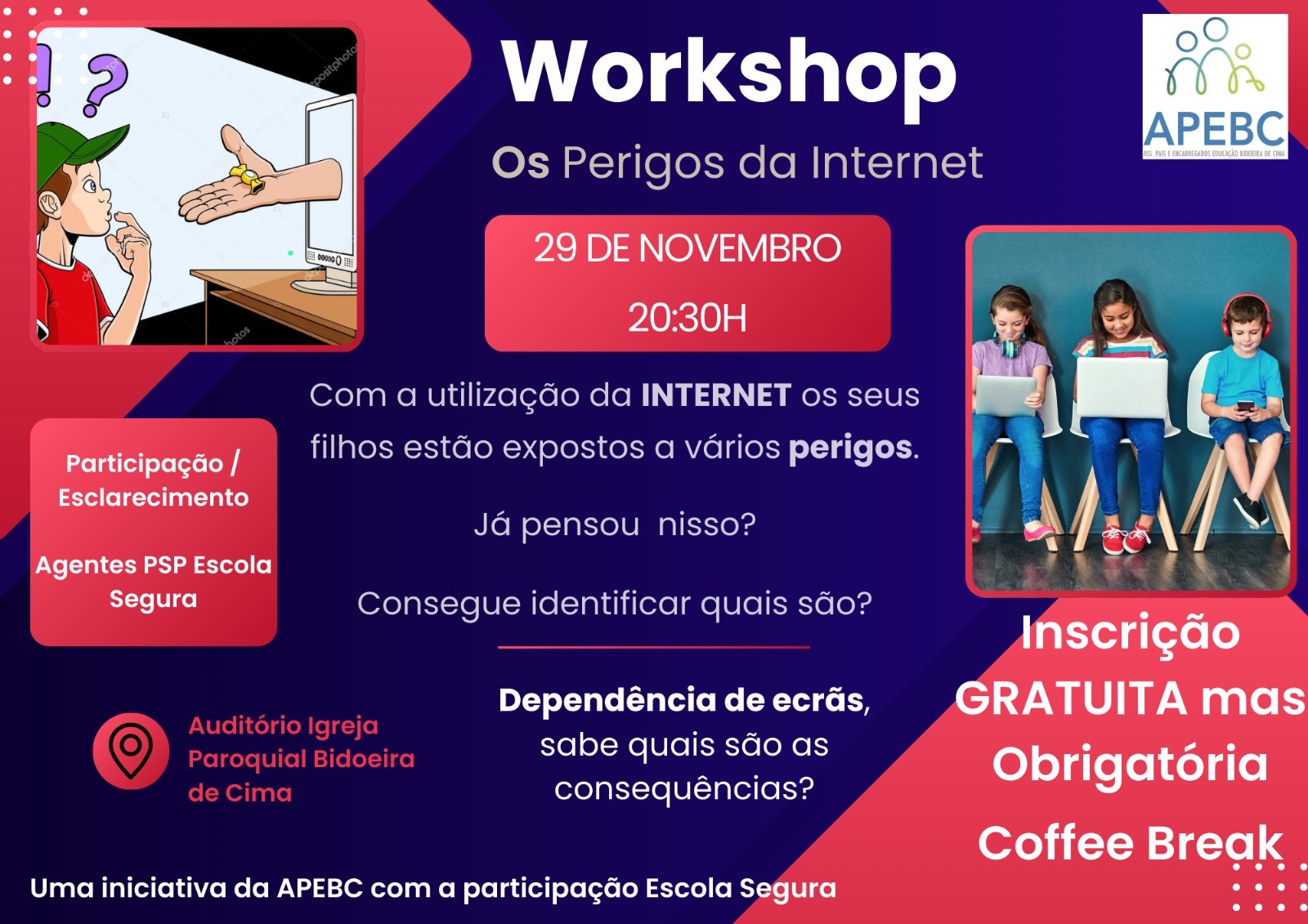 Imagem "Os perigos da Internet" - Workshop APEBC