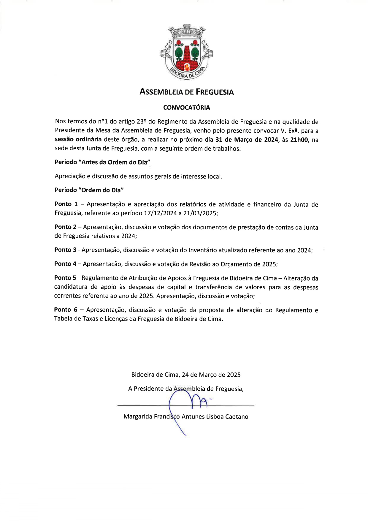 Imagem Assembleia de Freguesia Ordinária - Sala polivalente