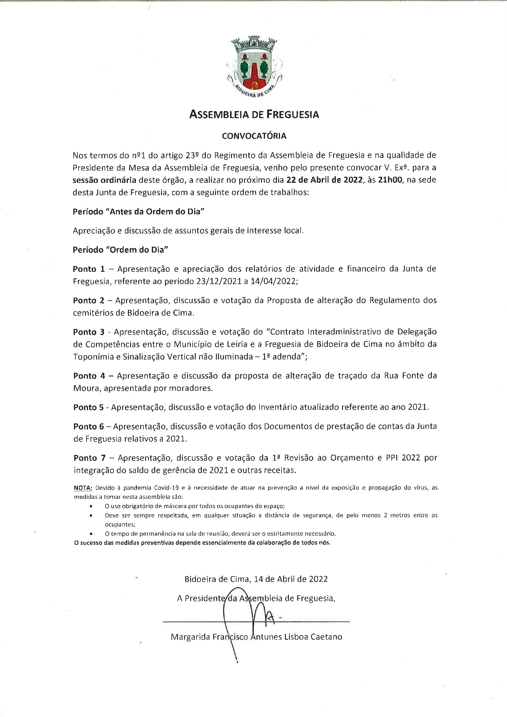 Imagem Assembleia de Freguesia 22 de Abril 2022