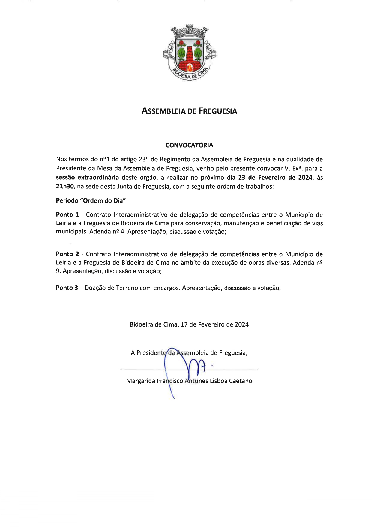Imagem Assembleia de Freguesia Extraordinária