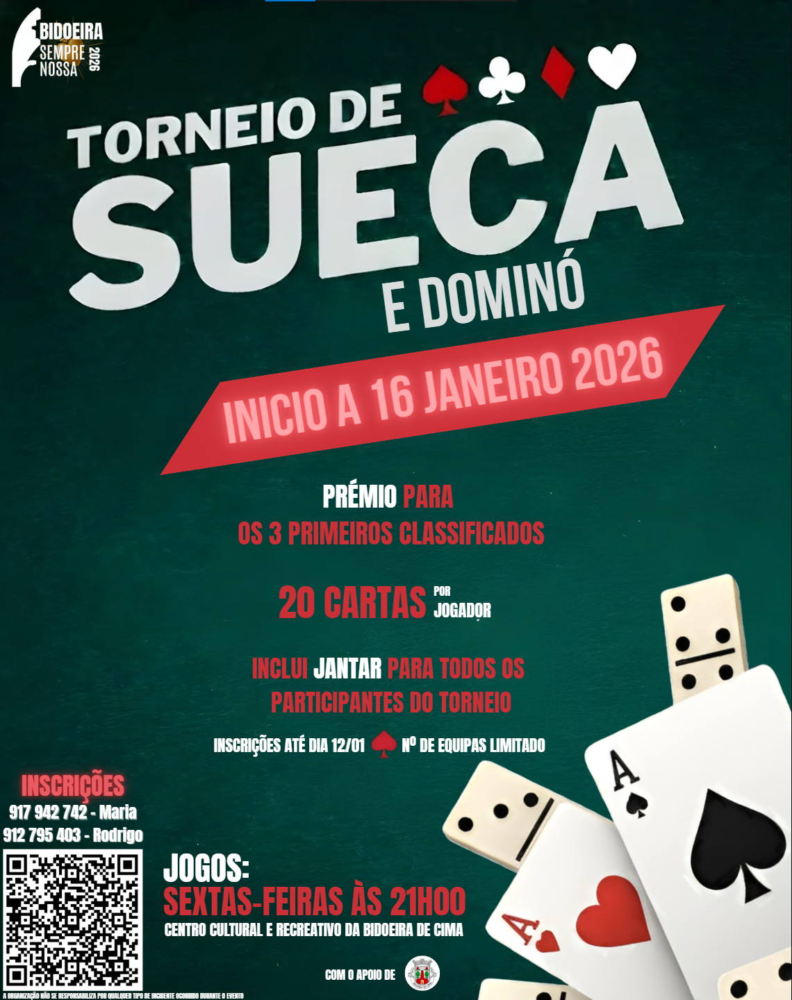 Imagem Torneio de Sueca e dominó - inscrições abertas - inicio a 16 de janeiro 2026