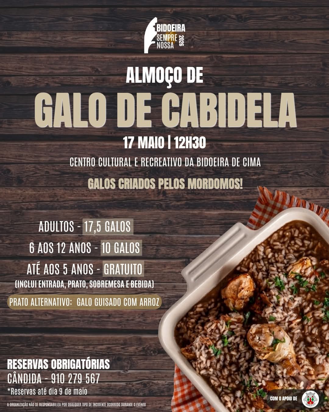 Notícia Almoço de galo de cabidela - 17 maio - Comissão de Festas da Bidoeira de Cima