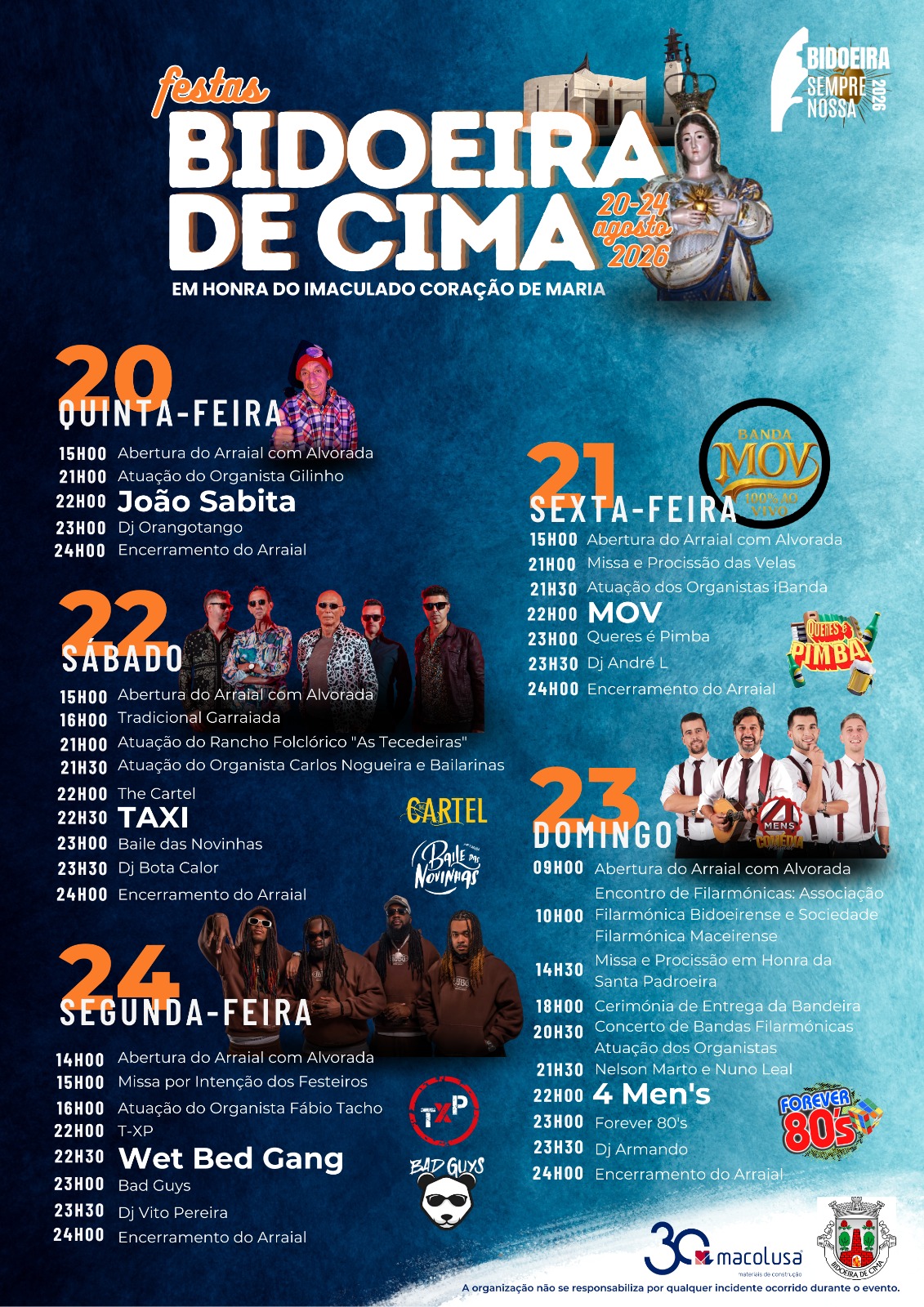 Notícia Festas em Honra Imaculado Coração de Maria - 20 a 24 agosto