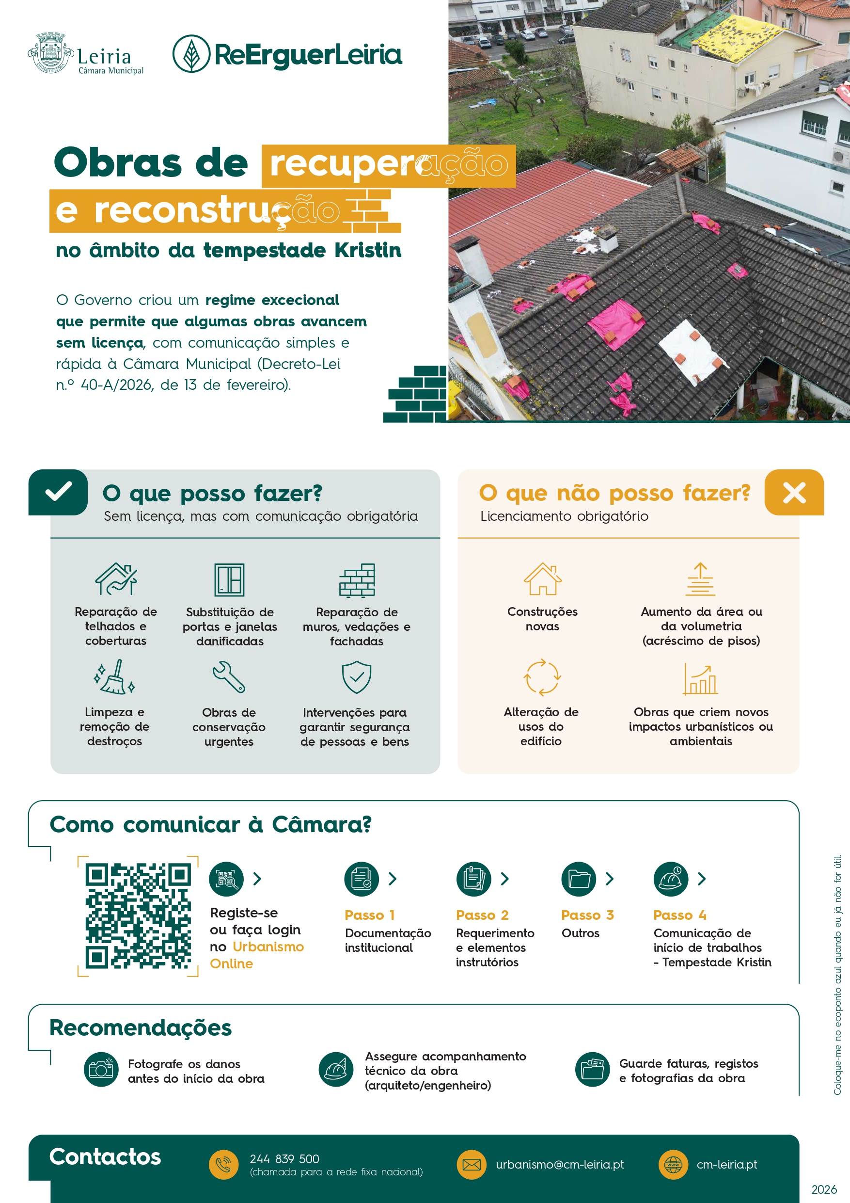 Notícia Obras de recuperação e reconstrução no âmbito da tempestade Kristin